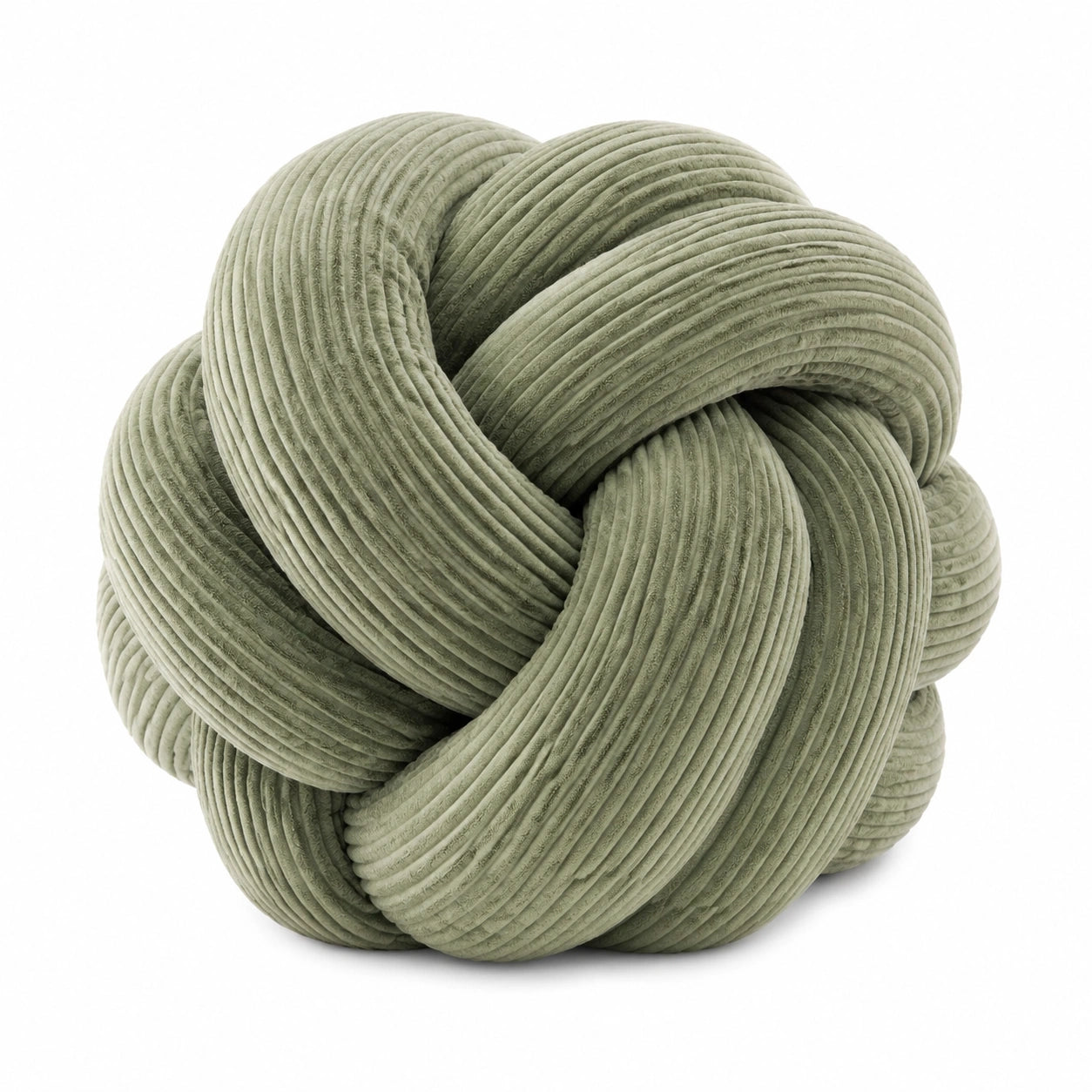 Cuscino decorativo annodato 30 cm in velluto a coste verde salvia stile moderno