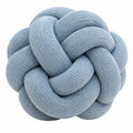 Cuscino decorativo rotondo 30 cm in tessuto a coste azzurro - nodo intrecciato
