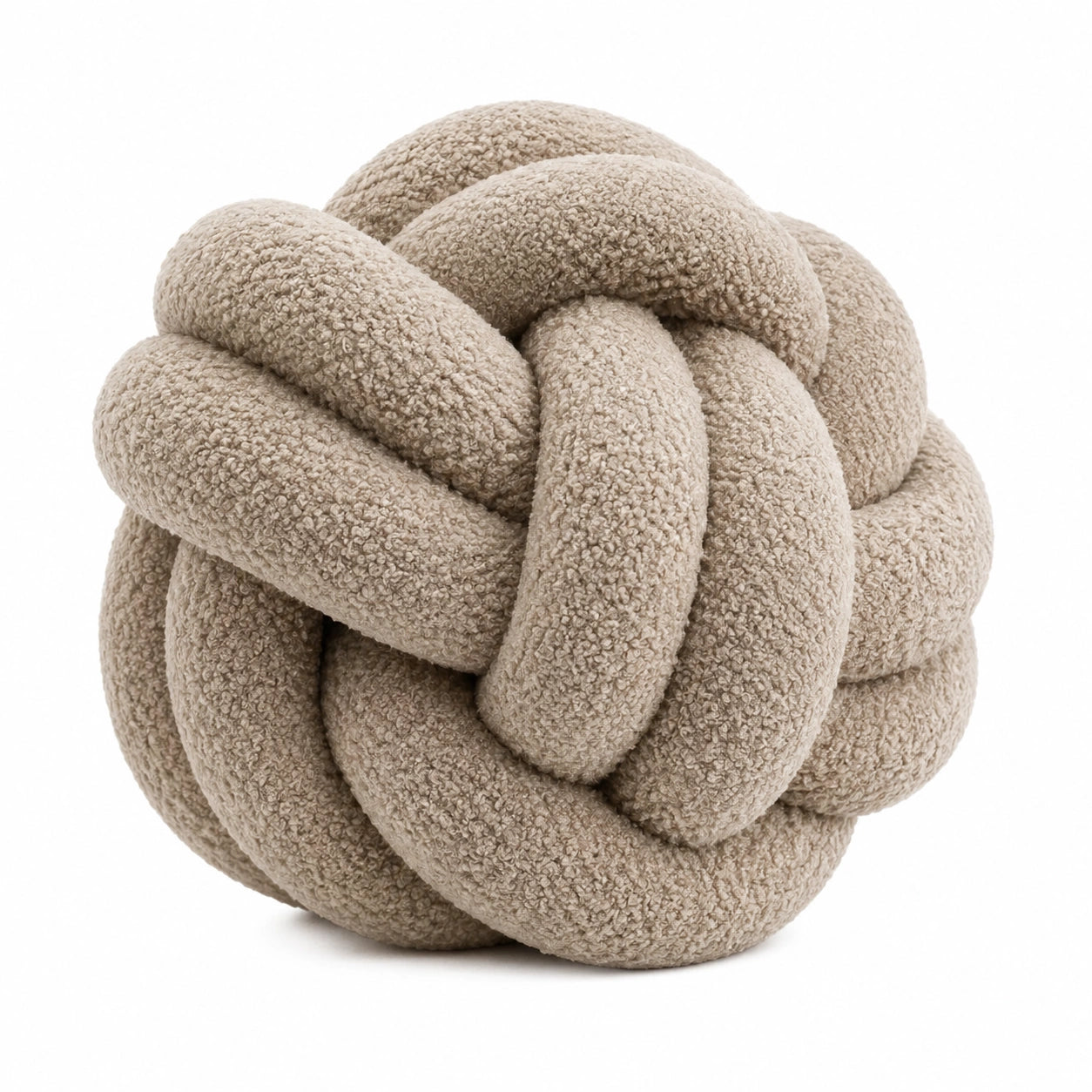 Cuscino decorativo a nodo 30 cm in tessuto bouclé beige - stile moderno