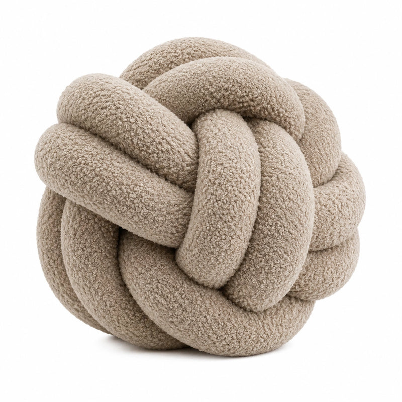 Cuscino decorativo a nodo 30 cm in tessuto bouclé beige - stile moderno