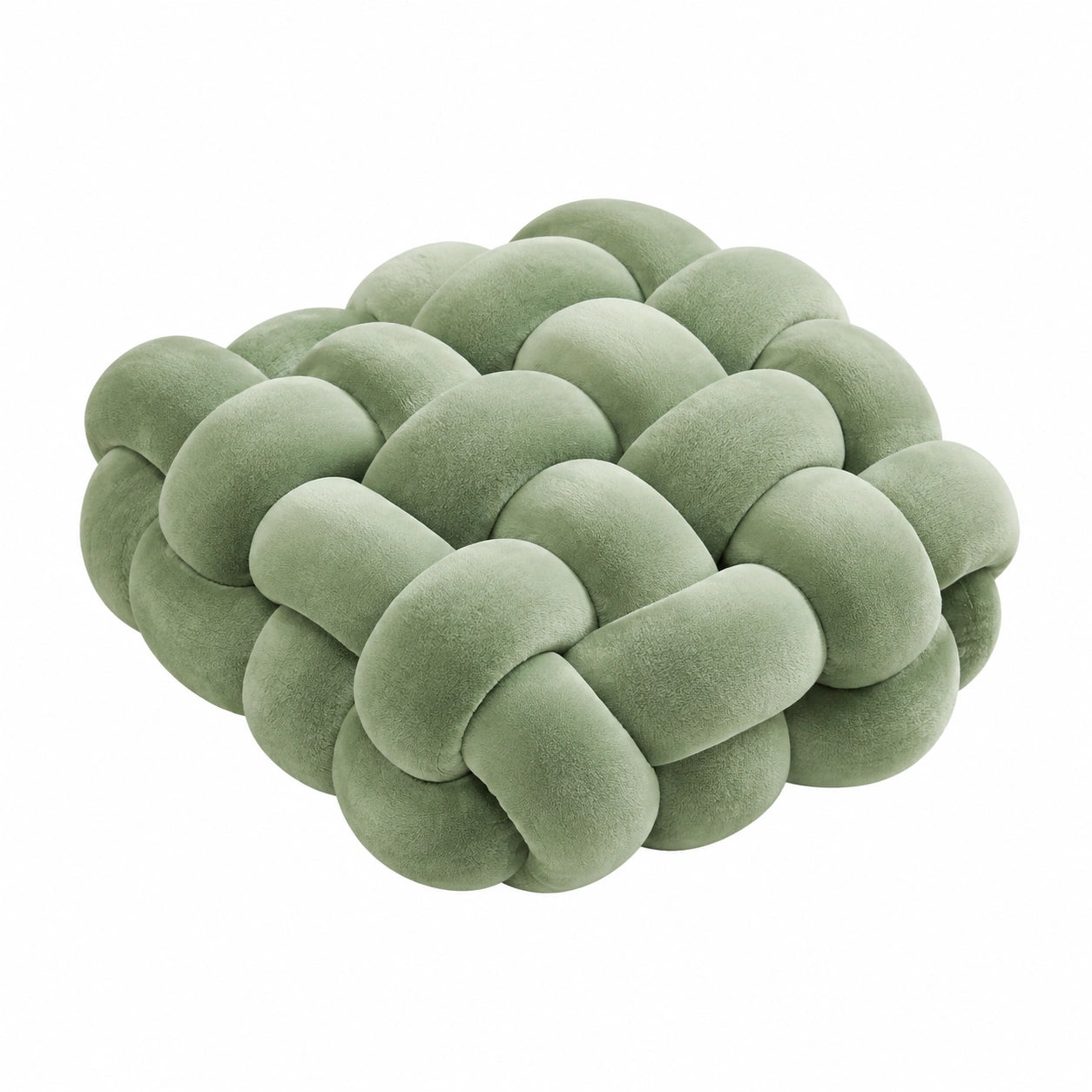 Cuscino decorativo annodato 30 x 30 cm in poliestere verde salvia - morbido per divano