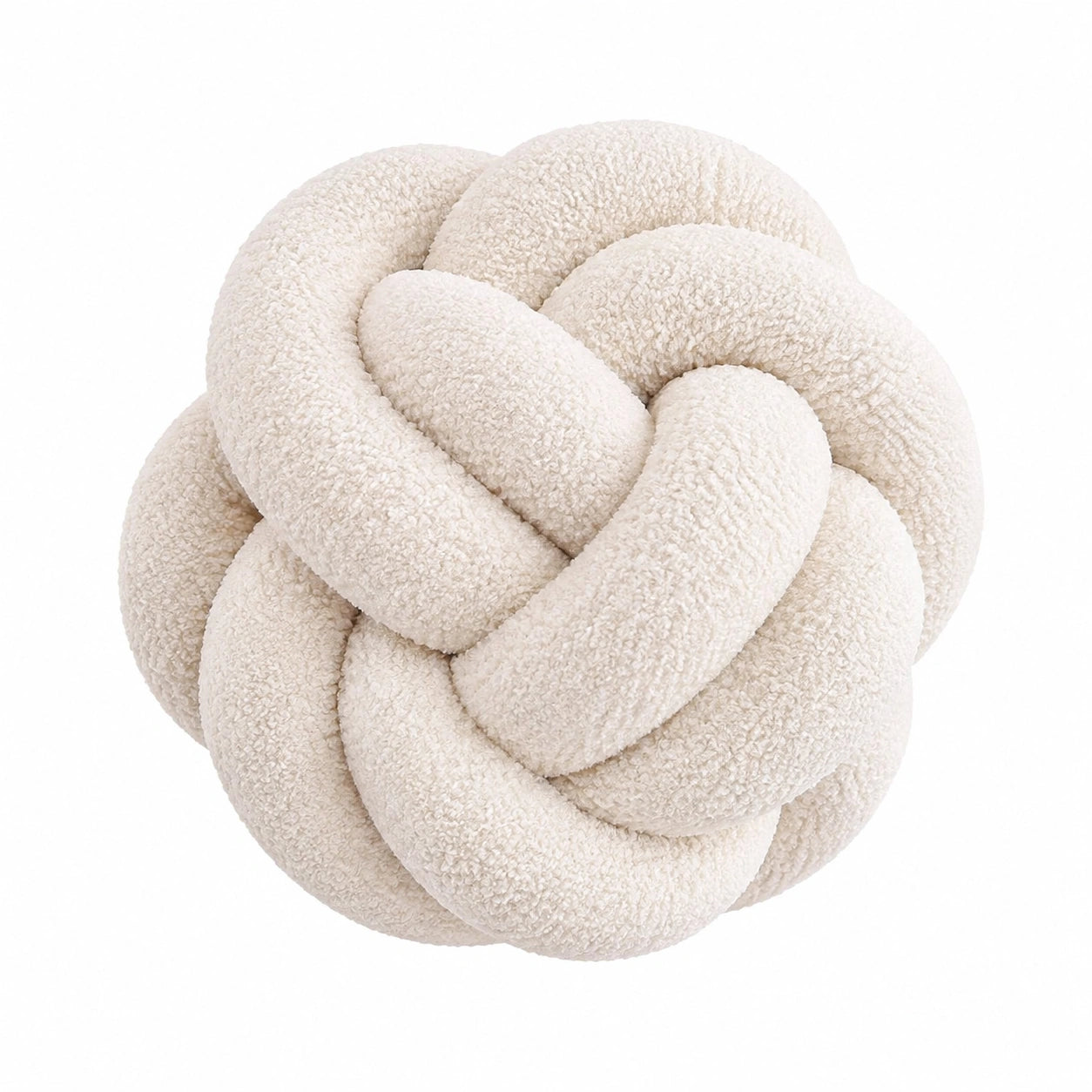 Cuscino decorativo a nodo 30 cm in tessuto bouclé avorio - stile moderno