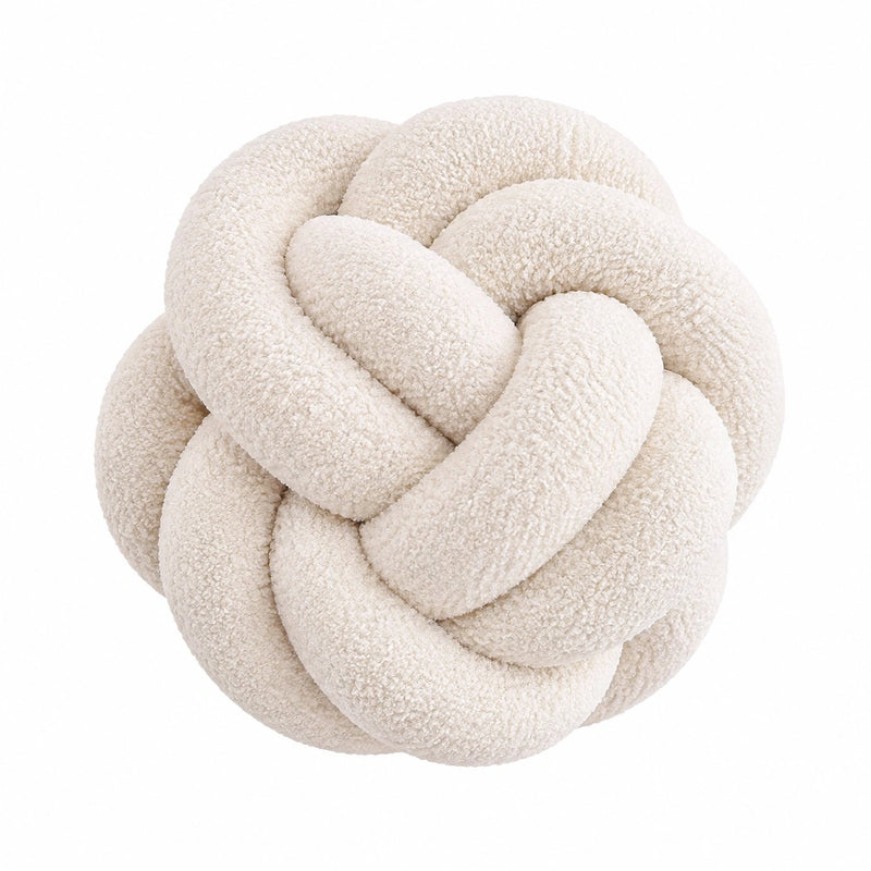 Cuscino decorativo a nodo 30 cm in tessuto bouclé avorio - stile moderno