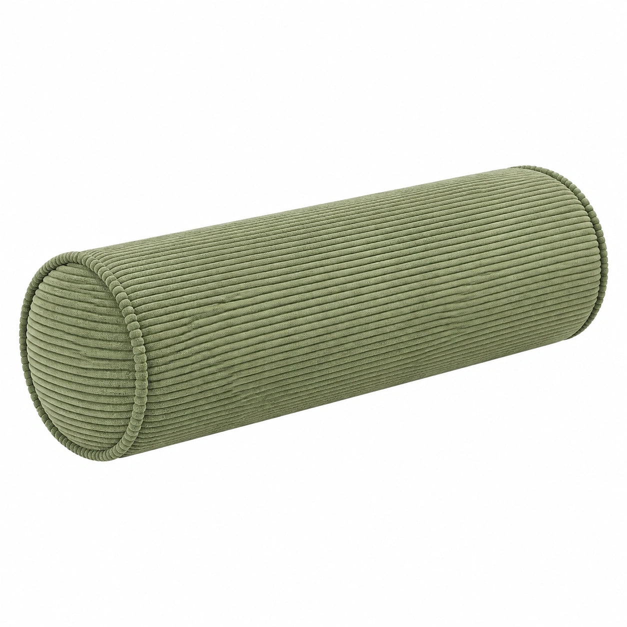 Cuscino cilindrico 18 x 55 cm in tessuto a coste verde - supporto decorativo moderno