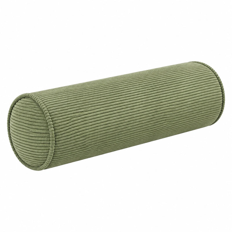 Cuscino cilindrico 18 x 55 cm in tessuto a coste verde - supporto decorativo moderno