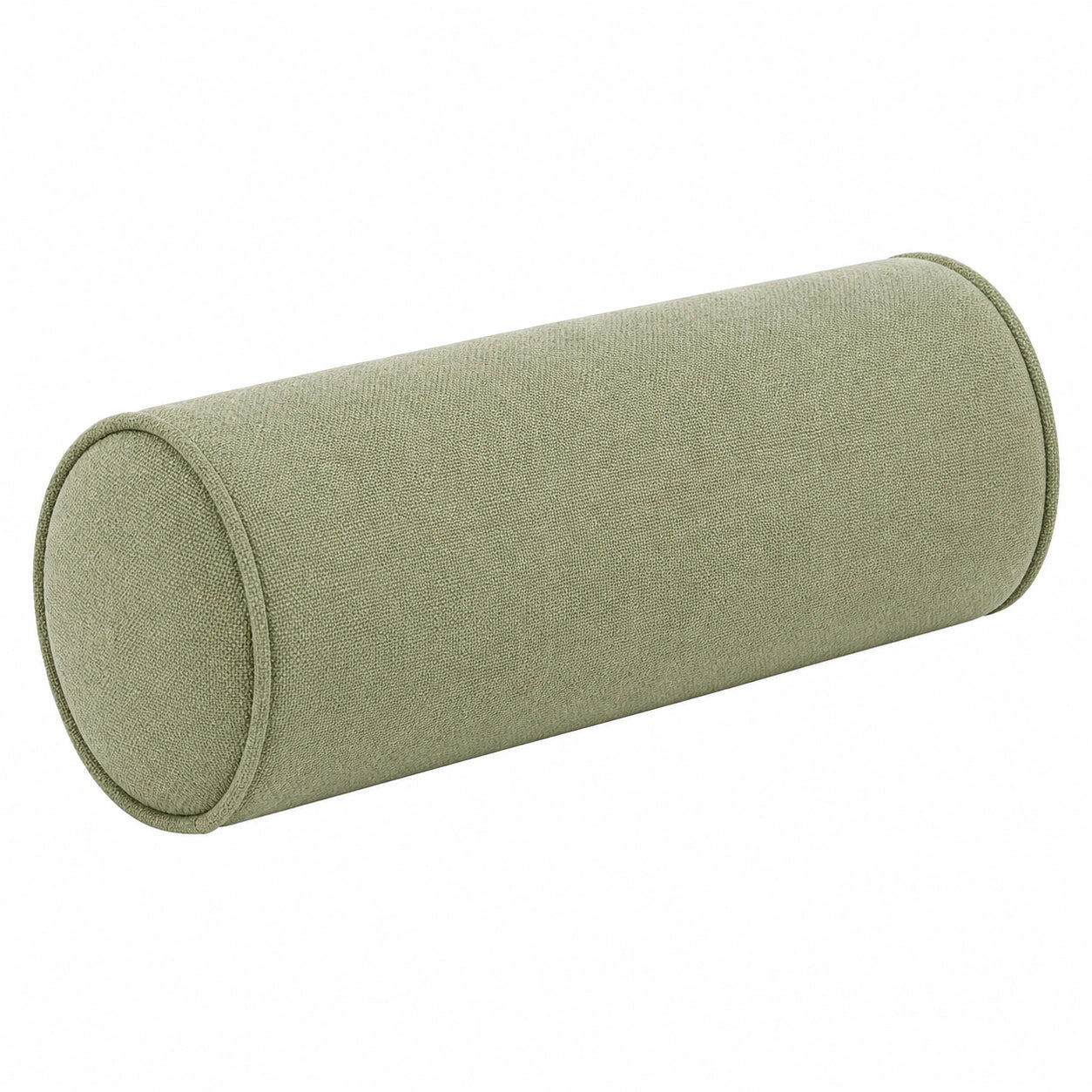 Cuscino cilindrico 18 x 45 cm in tessuto bouclé verde salvia - supporto decorativo