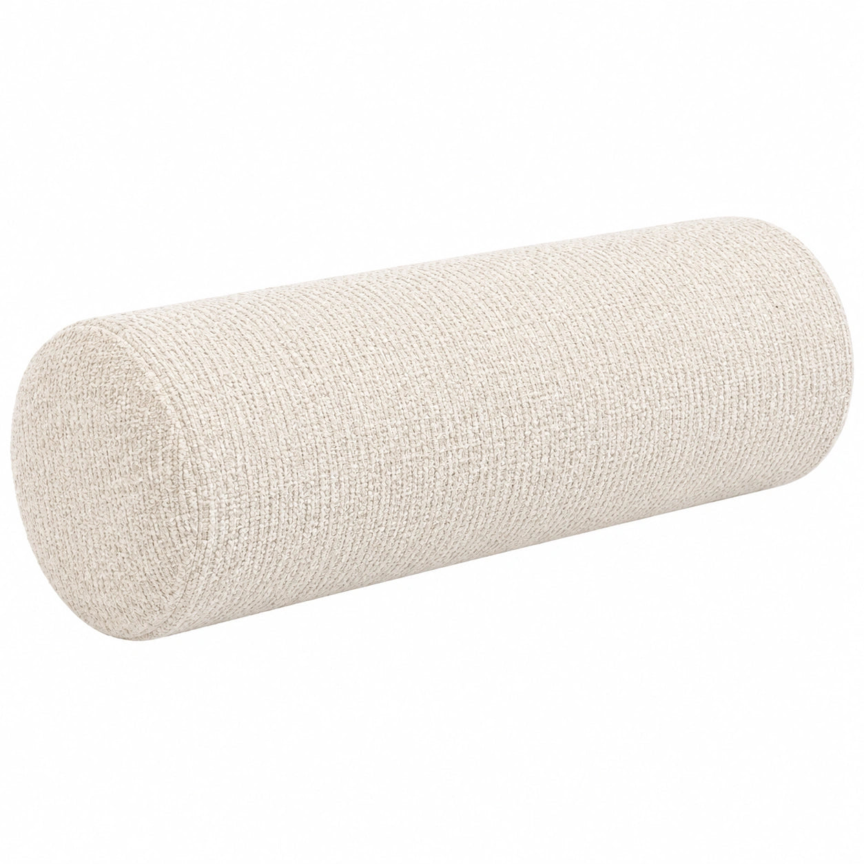 Cuscino cilindrico 20 x 60 cm in tessuto bouclé beige - supporto decorativo moderno