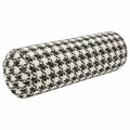 Cuscino cilindrico 15 x 45 cm in tessuto nero e bianco - supporto decorativo a pied de poule
