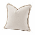 Cuscino decorativo 45 x 45 cm in tessuto beige con frange stile bohémien