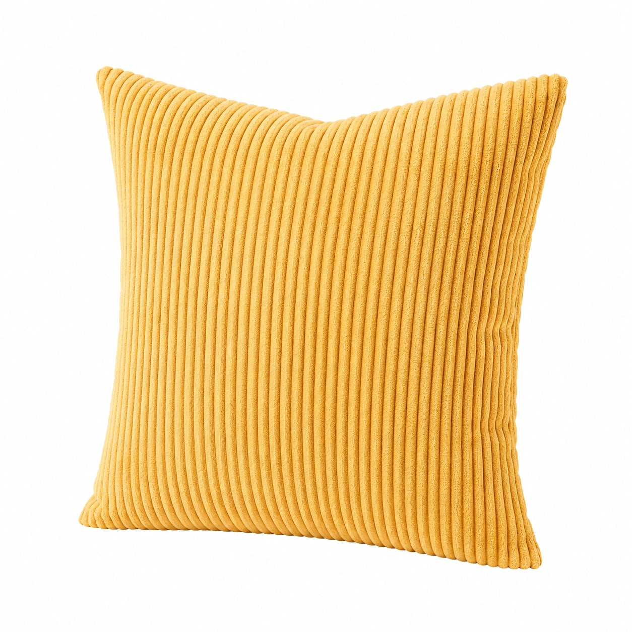 Cuscino decorativo 45 x 45 cm in tessuto a coste giallo per divano e letto