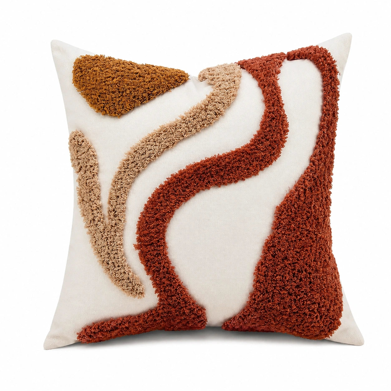 Cuscino decorativo 45 x 45 cm in tessuto bianco terracotta beige - stile boho per soggiorno