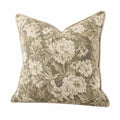 Cuscino decorativo 50 x 50 cm in tessuto verde salvia e beige con motivo floreale - stile classico