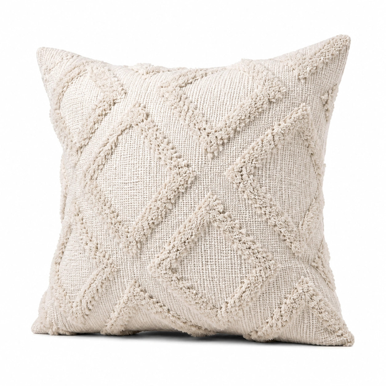 Cuscino decorativo 45 x 45 cm in cotone beige con texture geometrica