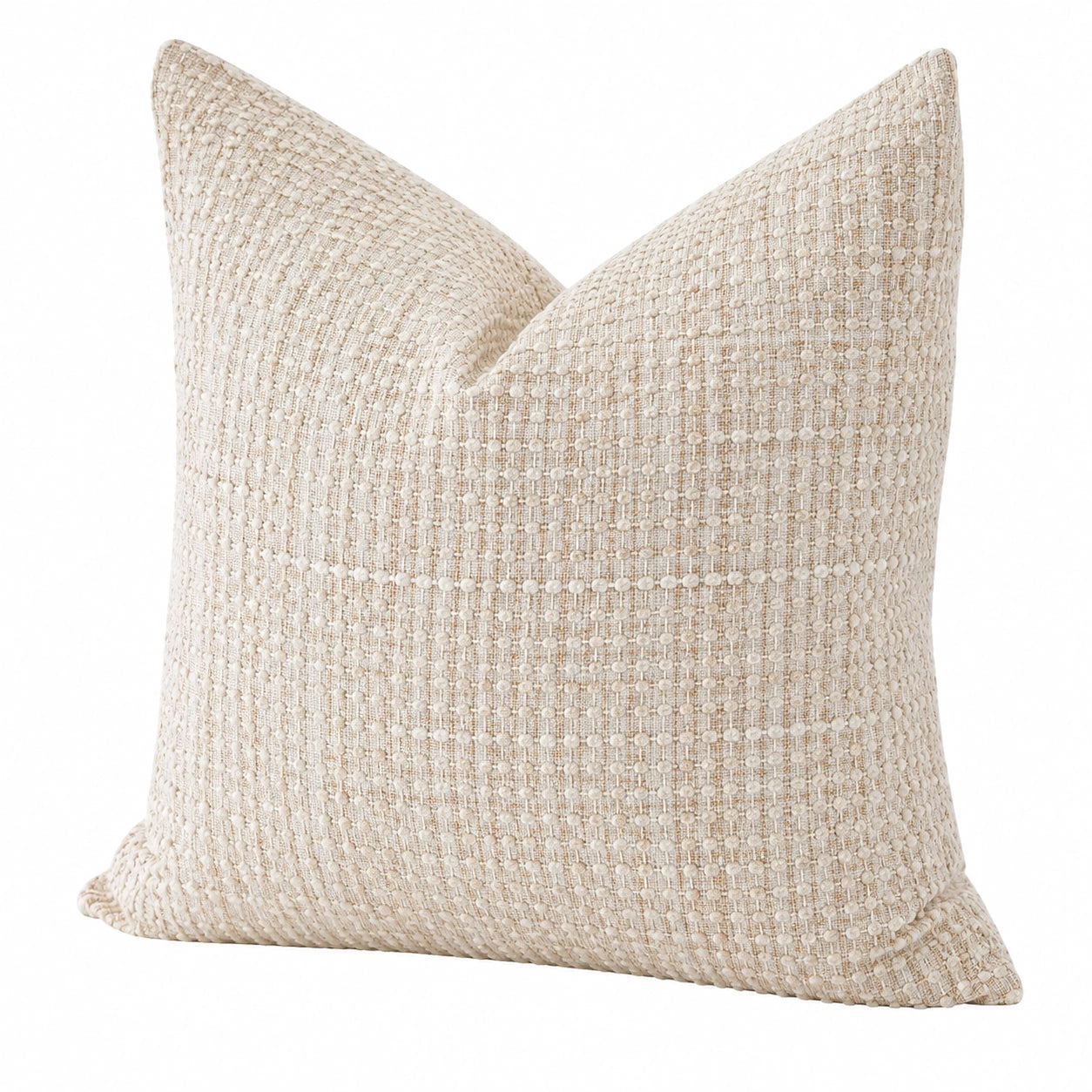 Cuscino decorativo 45 x 45 cm in tessuto beige a trama materica - stile contemporaneo