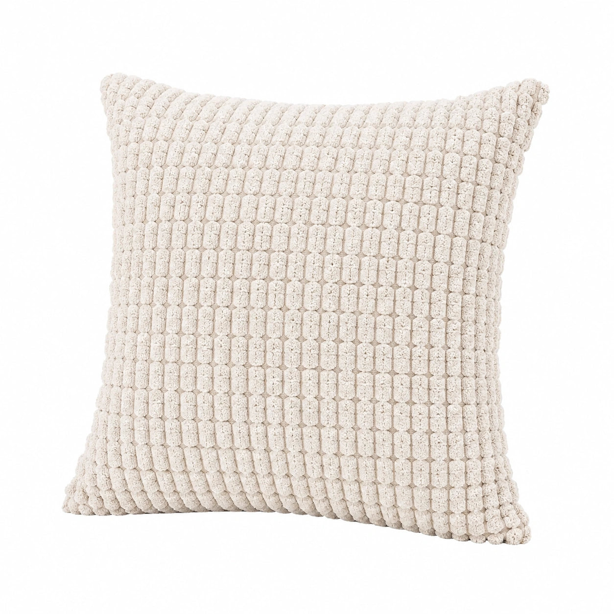 Cuscino decorativo 45 x 45 cm in cotone avorio - texture in rilievo per divano