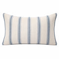 Cuscino decorativo 50 x 30 cm in tessuto beige e blu a righe stile costiero