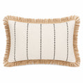 Cuscino decorativo rettangolare 50 x 30 cm in tessuto beige con frange stile boho
