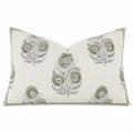 Cuscino decorativo 70 x 50 cm in tessuto avorio e verde con motivo floreale - stile classico