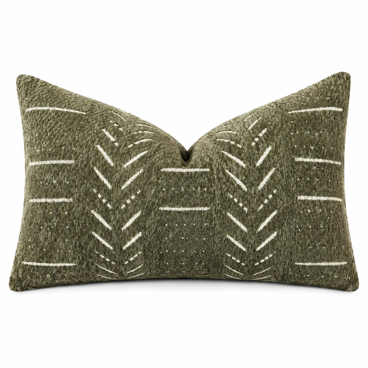 Cuscino decorativo 50 x 30 cm in tessuto verde oliva per divano stile geometrico