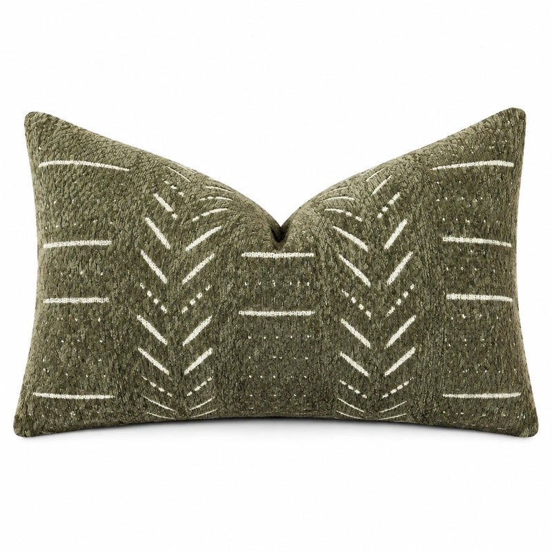 Cuscino decorativo 50 x 30 cm in tessuto verde oliva per divano stile geometrico