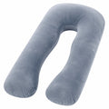 Cuscino a U 135 cm in velluto grigio per riposo e sostegno