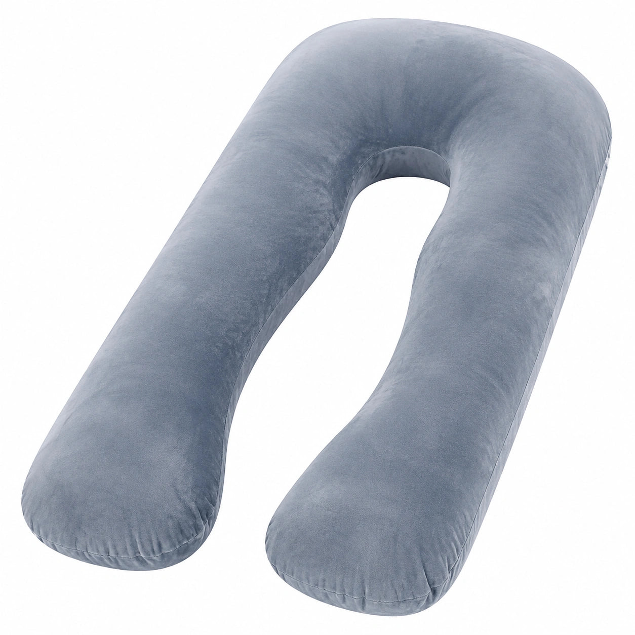 Cuscino a U 135 cm in velluto grigio per riposo e sostegno