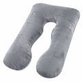 Cuscino gravidanza 140 cm in tessuto effetto velluto grigio - supporto a U per riposo