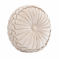 Cuscino rotondo 45 cm in velluto beige con pieghe decorative