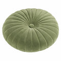 Cuscino rotondo 40 cm in velluto verde per divano stile plissettato