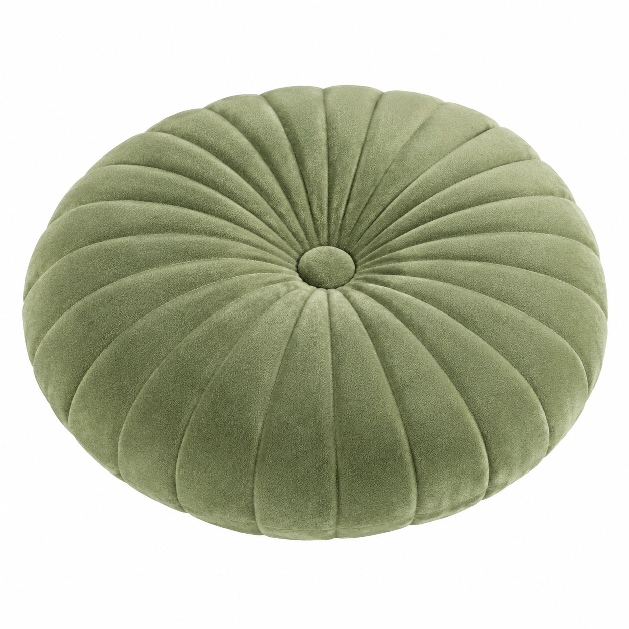 Cuscino rotondo 40 cm in velluto verde per divano stile plissettato