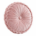 Cuscino decorativo rotondo 40 cm in velluto rosa con pieghe radiali