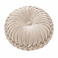Cuscino decorativo rotondo 45 cm in tessuto beige pieghettato